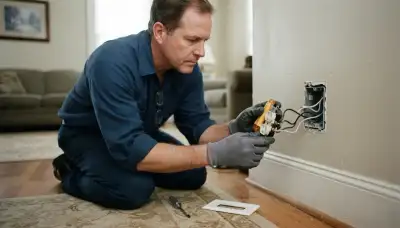 Baton Rouge, LA electrician testing a wall receptacle during a home electrical inspection