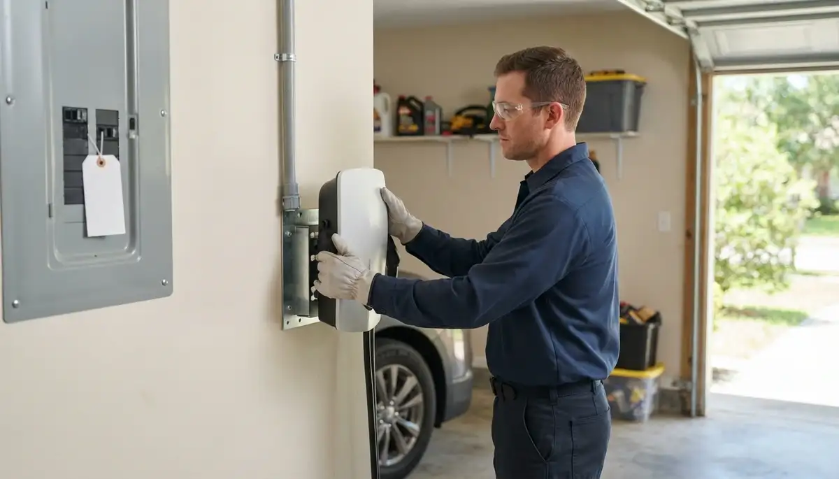 Electric vehicle charger installation with dedicated circuit in Carville, LA by a professional electrician