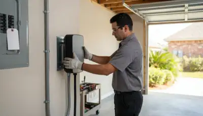 Level 2 EV charger installation in a Geismar, LA garage by a professional electrician