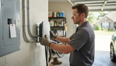 Level 2 EV charger installation with a dedicated 240-volt circuit in Prairieville, LA