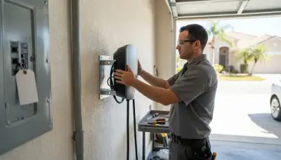 EV charger installation in a Baton Rouge, LA garage by a professional electrician