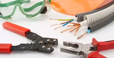 Electrical wiring repair with professional tools and safety equipment in Baker, LA