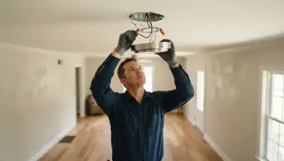 Baton Rouge, LA electrician installing and wiring a ceiling light fixture safely