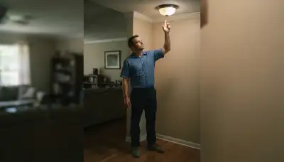 Baton Rouge, LA electrician discussing ceiling lighting with a homeowner during an in-home consultation