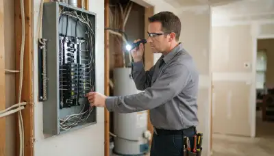 Electrician assesses a Baton Rouge, LA electrical panel for whole-home surge protection installation