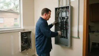 Electrician upgrading an older home's electrical panel from 100 to 200 amps in Carville, LA