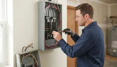 Electrician upgrading an older home's electrical panel in Greenwell Springs, LA