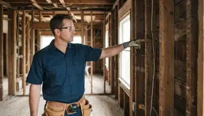 Baton Rouge electrician assesses circuit runs in unfinished wall framing for electrical installation