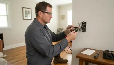 Baton Rouge, LA electrician tests a failing wall switch with a multimeter to diagnose wiring or switch faults