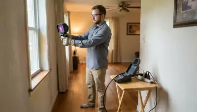 Electrician uses thermal camera to assess home heat loss and electrical load in Baton Rouge, LA