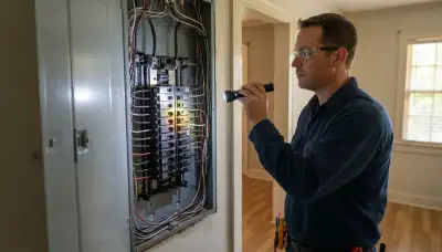 Electrician performing a whole-home electrical inspection at a Grosse Tete, LA residence